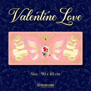 [ DESKCODE ] แผ่นรองเมาส์ แผ่นรองคีย์บอร์ด Valentine Love Collection สีชมพู สีทอง สีน้ำเงินกรม ขนาดใหญ่ 90 x 40 cm.