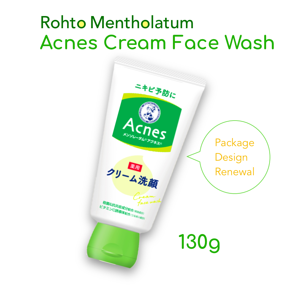 Rohto Mentholatum โฟมล้างหน้า กำจัดสิว กระชับรูขุมขน 130 กรัม Rohto Acnes Face Wash Foam Facial Cleanser for Acne Care 130g