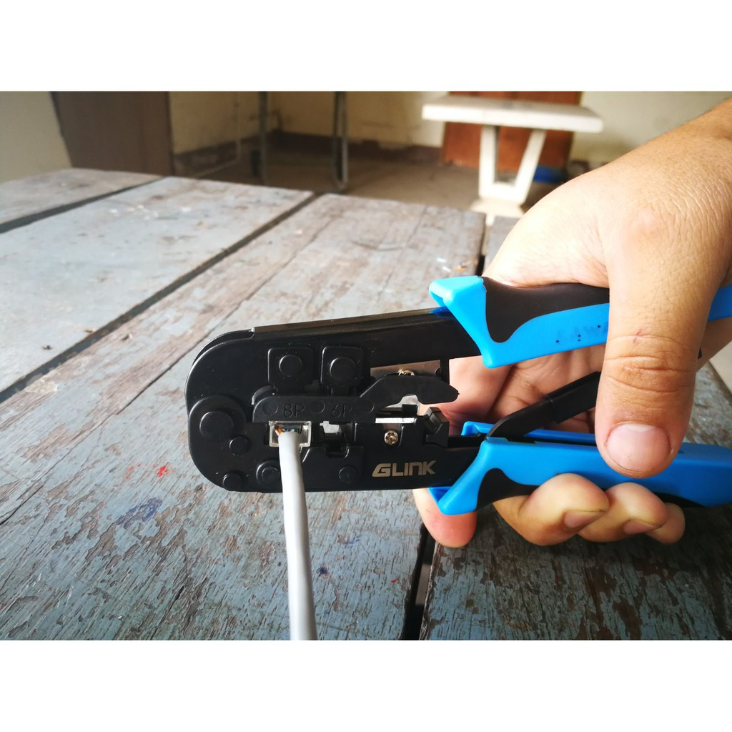 ✅มาตรฐาน GLINK GLT-001/ GLT-01 CRIMPING TOOL CRIMP CUT STRIP คีมเข้า หัวสาย หัวแลน สายแลน Lan RJ-45 สายโทรศัพท์ RJ-11