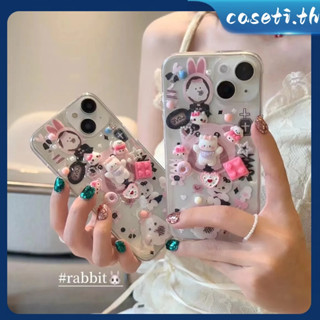 คูปองเคลม🎀เคสไอโ case for iphone 11 12 หมี 3 มิติน่ารัก บุคลิกภาพที่สร้างสรรค์ เคส 14 13 12 11 pro max TPUเปลือกนิ่ม