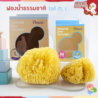 NJ005 Pureen ฟองน้ำอาบน้ำธรรมชาติ ฟองน้ำอาบน้ำเด็ก เพียวรีน ไซส์ M, L, XL