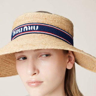 MIU MIU BAND RAFFIE VISOR HAT หมวกสาน ทรงปีกกว้าง สวยมาก มิวมิว