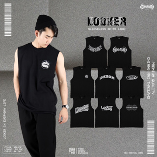 LOOKER - เสื้อแขนกุดสีดำสกรีน Logo