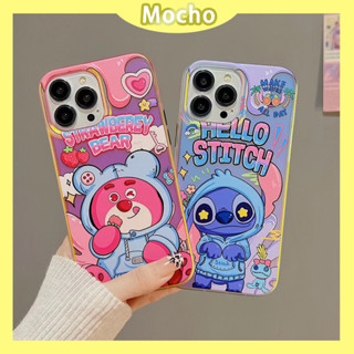 💕พร้อมส่ง💕iPhone 14 13 12 11 Pro Max เคส for เคสไอโฟน11 น่ารัก บางเบาพกพาง่าย การ์ตูน แฟชั่น Stitch หมีสตอเบอรี่ Case