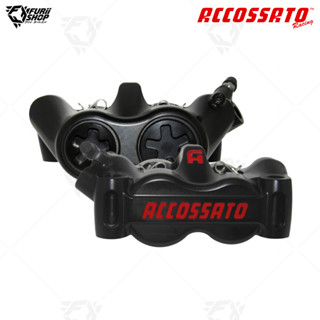 ปั้มล่าง Accossato Radial Brake Caliper Forged Monoblock (Black Anodized) โลโก้แดง