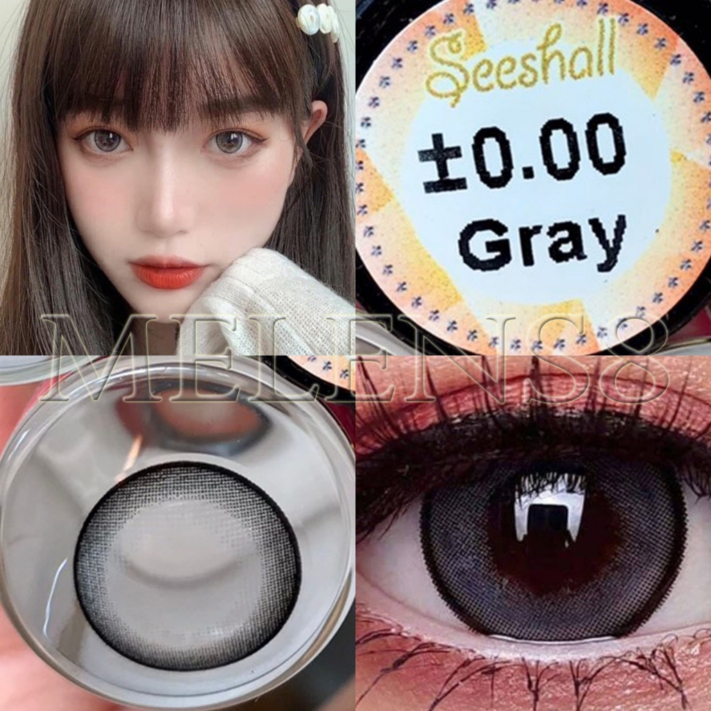 "มีค่าสายตา" ตาโต คอนแทคเลนส์ Seeshell ตัดขอบดำ กรองแสง ผลิตที่เกาหลี สีเทา น้ำตาล  รับตรงจากบริษัท