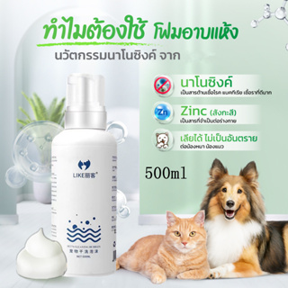 Gager (กาเจอร์) Nano Zinc โฟมอาบแห้งหมา โฟมอาบแห้งแมว ไม่ต้องใช้น้ำ กลิ่นแป้งเด็ก อ่อนโยน ป้องกันชื้อแบคทีเรีย (500ml.)