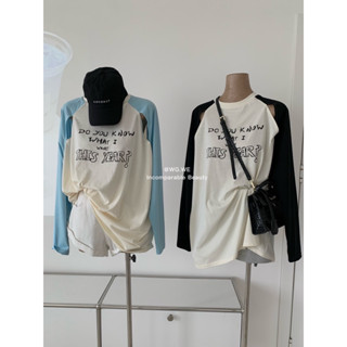 เสื้อแขนยาวเว้าไหล่ สกรีนลาย TAG:WG.WE 🇰🇷