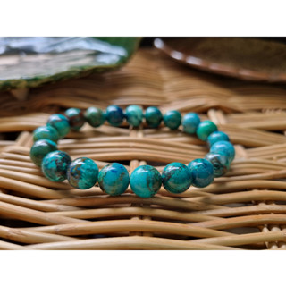 CH1 กำไลหิน คริสโซคอลลา Chrysocolla สีเขียวอมฟ้า