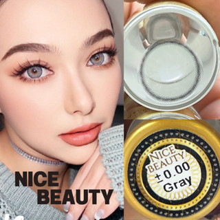 เลนส์ฝาทอง nice beauty สีน้ำตาลและสีเทา ขนาด14.5 ขนาดกลาง