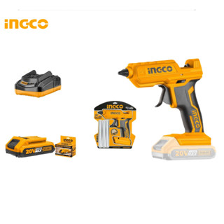 INGCO ปืนยิงกาวร้อน ไร้สาย 20 โวลท์ รุ่น CGGLI2001 ( Li-ion Glue Gun ) ปืนยิงกาวไฟฟ้า ไร้สาย ปืนยิงกาว