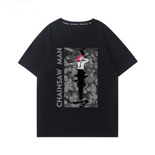 Chainsaw Man Anime Casual เสื้อยืดพิมพ์ลาย Makima Sun ระเหิดผ้าฝ้ายแขนสั้นเสื้อยืดแฟชั่นเทรนด์ใหม่