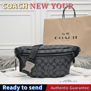 พร้อมส่ง🌟แท้ 💯%Coach Grade ใหม่กระเป๋าคาดเอวซิปคู่ผู้ชาย กระเป๋าคาดหน้าอกผู้ชาย C1411