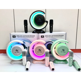 (แท้ รับประกัน)ลำโพงบลูทูธคาราโอเกะ ลำโพง2ดอก เสียง HIFI Blutooth Speaker+Microphone 2in1 โพงบลูทูธแบบพกพา ไมค์ร้องเพลง