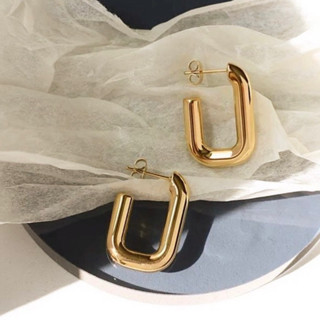 18K gold plated U shaped earrings - stainless steel