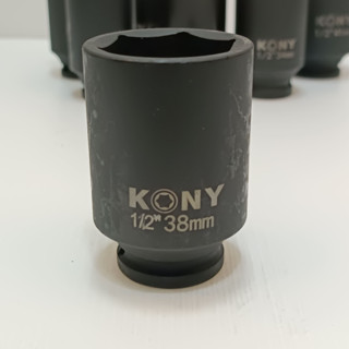 KONY ลูกบล็อกยาว บล็อกลม 1/2"(4หุน)  6 เหลี่ยม  เบอร์  38  มม.  สำหรับ บล็อกลม บล็อกแบต บล็อกไฟฟ้า (IMPACT SOCKET)