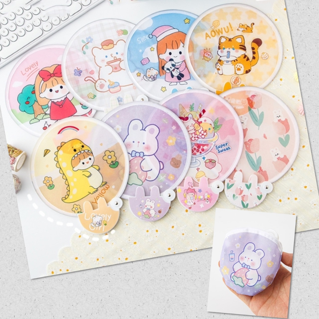พัด พับได้ พัดพกพา ลายการ์ตูน พัดผ้า ขนาดเล็ก คลายร้อน สไตล์เกาหลี พกพาสะดวก ของขวัญ ของแจก