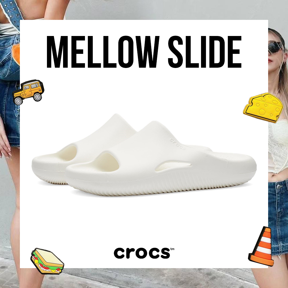 [ลิขสิทธิ์แท้] Crocs รองเท้าแตะ รองเท้าสีขาว ND UX Mellow Slide 208392-100 (2390)