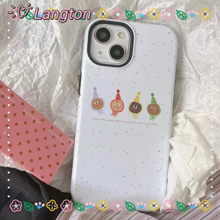 🌈Langton🌸สีสัน ลายจุด เรียบง่าย iphone 11 14 pro max ป้องกันการหล่น ขอบเต็ม เล็กและสด สีขาว case for iPhone 12 13