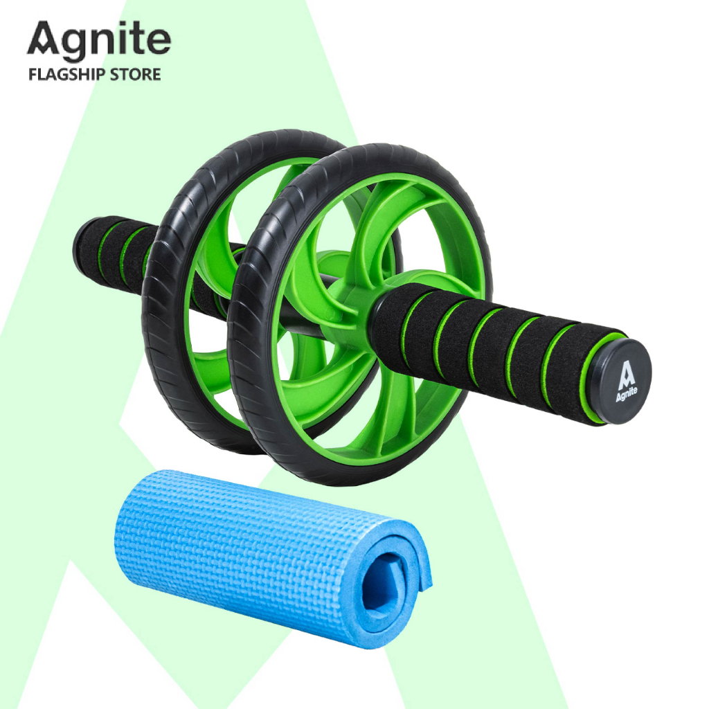 Agnite ล้อออกกำลังกาย ลูกกลิ้งออกกำลังกาย ลูกกลิ้งบริหารหน้าท้อง ลูกกลิ้งฟิตเนส ฟรีแผ่นรองเข่า Abdominal Wheel