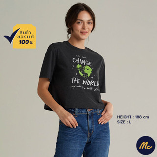 Mc JEANS เสื้อยืดแขนสั้นผู้หญิง สีดำ MTSZA61