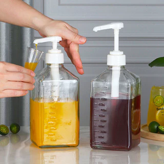 พร้อมส่ง ขวดใส่น้ำเชื่อม 1600 ml ขวดปั๊มไซรัป ขวดพลาสติกปั้มน้ำเชื่อม ขวปั้มน้ำเชื่อม ความจุสูง