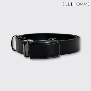 ELLE HOMME I เข็มขัดหนังวัวแท้ สไตล์ Business หัวเข็มขัดแบบ auto lock I สีดำ I H84004