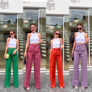 𝕋𝕙𝕖 𝑺𝒊𝒎𝒑𝒍𝒆 ˢᵗʸˡᵉ Dorothy high-waist pant 300 กางเกงเอวสูงขากระบอกใหญ่ตะขอหน้ามีหู