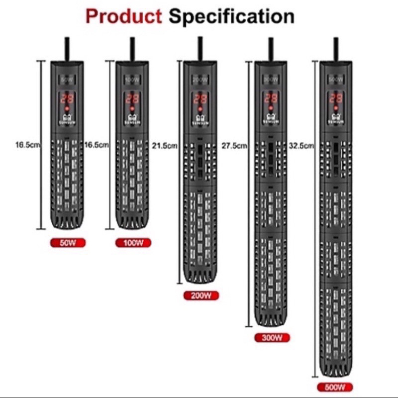 ฮีทเตอร์ตู้ปลา Heater SUNSUN รุ่น GR 50/100/200/300/500w (ฮีตเตอร์ทำความร้อน ป้องกัน และรักษาปลาป่วย