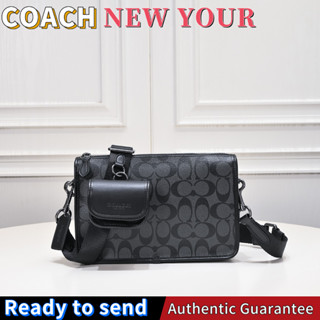 พร้อมส่ง🌟แท้ 💯%Coach Heritage Multifunctional Messenger Bag กระเป๋าสะพายข้างผู้ชาย C8141
