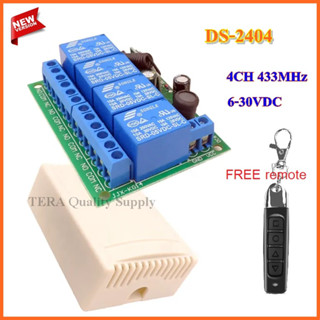 สวิตช์รีโมทไร้สาย รีโมท กล่องควบคุม สวิทช์รีโมท รีโมท 12V , 24V  433MHz 4CH NO-COM-NC Remote Power Switch