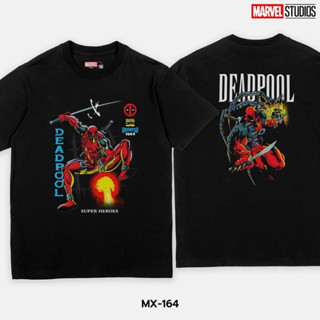 เสื้อยืดมาร์เวล MARVEL-DeadPool MX-164  : เดดพลู-สีดำ (พิมพ์หน้า-หลัง)