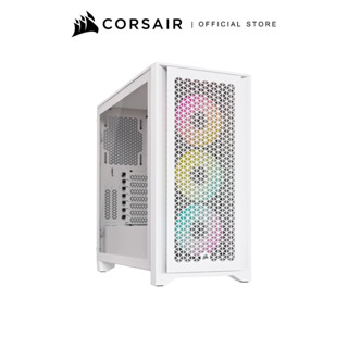 CORSAIR CASE iCUE 4000D RGB AIRFLOW Mid-Tower Case, True White - 3x AF120 RGB ELITE White Fans - iCUE Lighting Node PRO Controller - High-airflow Design