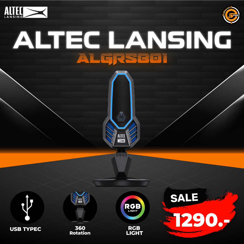 [Clearance] Altec lansing Microphone ALGR5801 ไมโครโฟนตั้งโต๊ะ มีไฟ เสียงเพราะมาก เหมาะกับสายคอนเทนต์ สายสตรีม