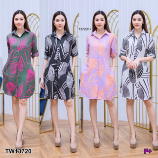 👗Pfashion [ส่งไวมาก🚛] P13720 เดรสเชิ้ตแขนยาวลายกราฟฟิก