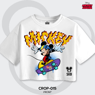 Power 7 Shop เสื้อครอป Mickey Mouse ลายลิขสิทธ์แท้ DISNEY (CROP-015)