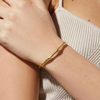 Gold plated bamboo bracelet - กำไลไม้ไผ่