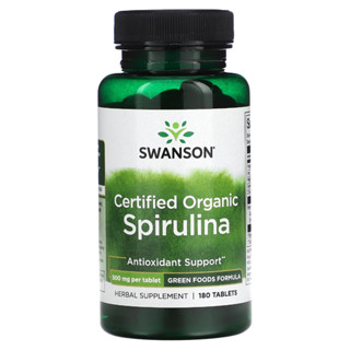 สาหร่ายสไปรูลิน่า ออแกนิค Certified Organic Spirulina, 500 mg, 180 Tablets ,Swanson