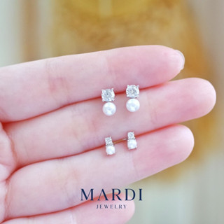 Mardi Jewelry ต่างหูเงินแท้ 925 Ella Pearl Earrings มี 2 ไซส์