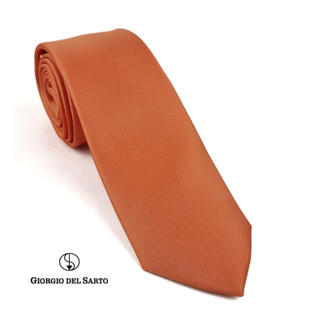 Giorgio Del Sarto Necktie 7.5 cm Orange with Fabric Texture เนคไทสีส้มมีเท็กเจอร์