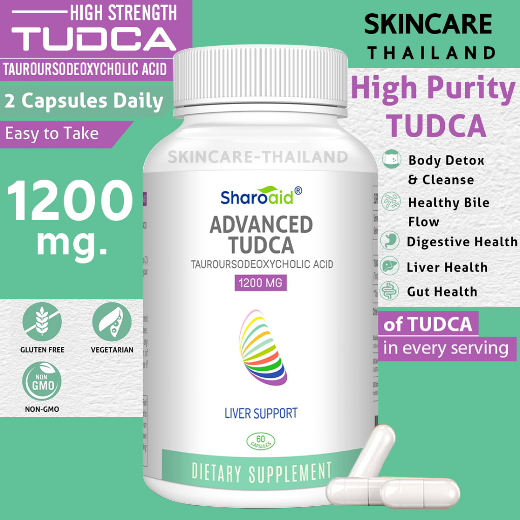 Sharoaid TUDCA Liver Support 1,200 mg. 60 Capsules ล้างสารพิษในตับ สนับสนุนการทำงานของตับ ไตและถุงน้ำดี