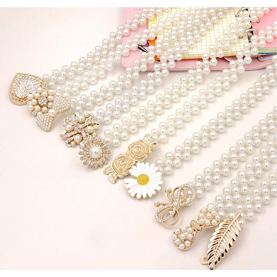 พร้อมส่งจากไทย เข็มขัดมุกยืดเอว25-31"
