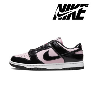 Nike Dunk Low ESS "Pink Black" รองเท้าผ้าใบหนังสิทธิบัตรแท้ 100% กันลื่นแบบคลาสสิกสีดำและทนต่อการสึกหรอ