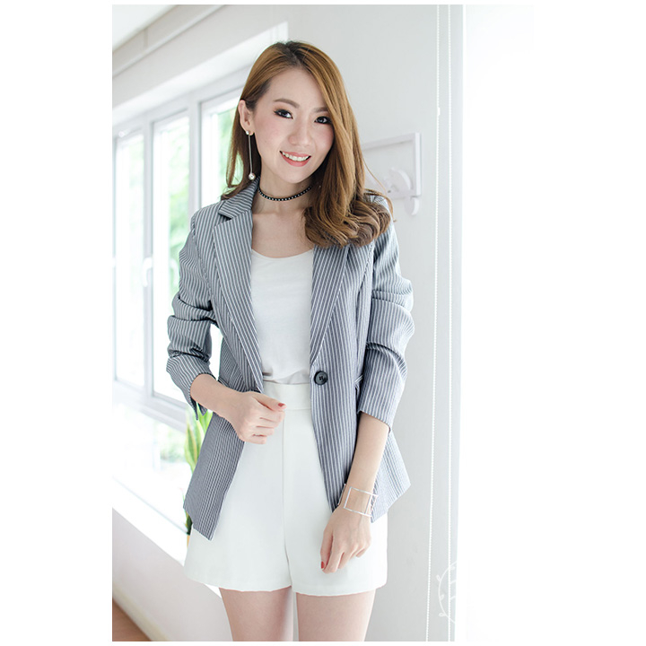 Narinari : NO045 Striped Smart Blazer