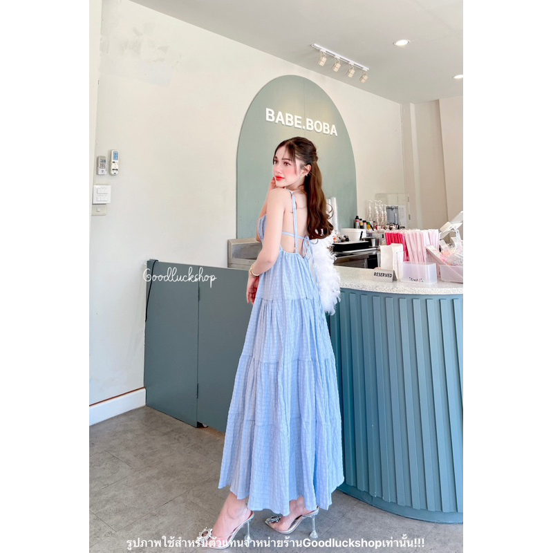 กรี๊ดดารามากเดรสยาว ดีเทลแหวกอก ลูกคุณหนูสุดสุด ด้านหลังผูก โชว์แผ่นหลังสวยๆ ออกแนวสายหวานแสนซนสวยมากแม่