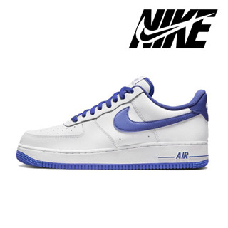 Nike Air Force 1 Low 07 ของแท้ 100% รองเท้าผ้าใบทรงเตี้ยสีขาวและสีน้ำเงินที่ทนทานต่อการสึกหรอ