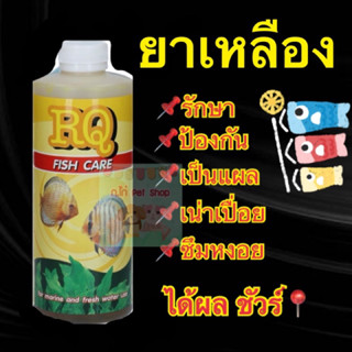 RQ Fish care ฟิชแคร์ยาเหลืองรักษาปลา ลำตัวเป็นแผล ปากเปื่อย เกล็ดหลุด เชื้อรา หางลีบ จุดขาว