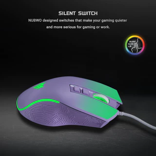 🎮 GAMING NUBWO NM96 GAMING MOUSE เมาส์เกมมิ่ง SILEN MOUSE เมาส์ไร้เสียงคลิก ปรับ DPI สูงสุด 3600 มี7ปุ่ม ปรับไฟได้ NM-96