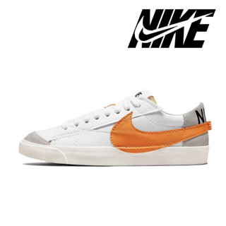 Nike Blazer Low Jumbo Wear-resistant Lightweight Low Top White Orange รองเท้าผ้าใบ ของแท้ 100%