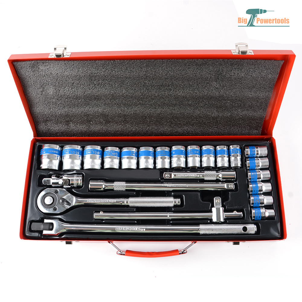 euro king tools ชุดเครื่องมือ ประแจ ชุดบล็อก 24 ชิ้น ขนาด 1/2 (4หุน) CR-V แท้